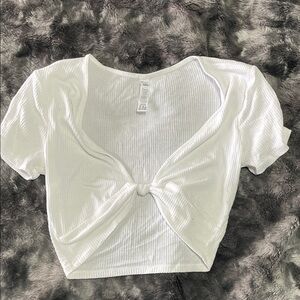 ALO Yoga White Ribbed Crop Top